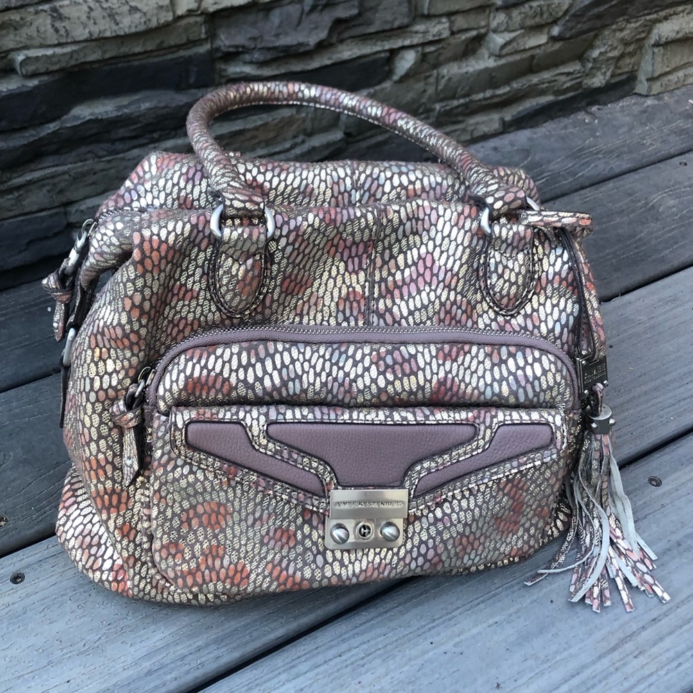 Aimee Kestenberg gorgeous pink and silver purse/handbag/satchel